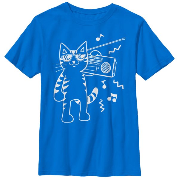 Boy_s Lost Gods Boombox Cat Cartoon T-Shirt