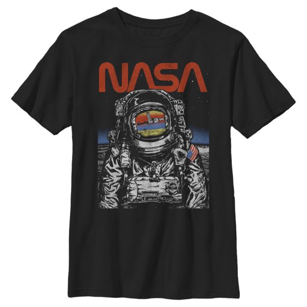 Boy_s NASA Astronaut Moon Reflection Vintage Retro T-Shirt