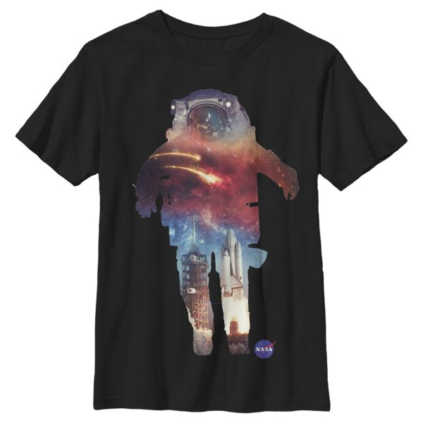 Boy_s NASA Astronaut Space Nebula Launch Silhouette T-Shirt