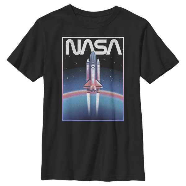 Boy_s NASA Distressed Retro Rocket Poster Style T-Shirt