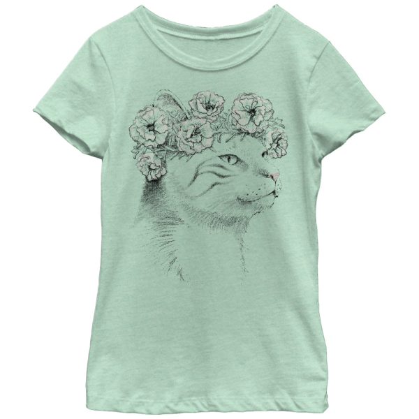 Girl_s Lost Gods Cat in Flower Headband T-Shirt