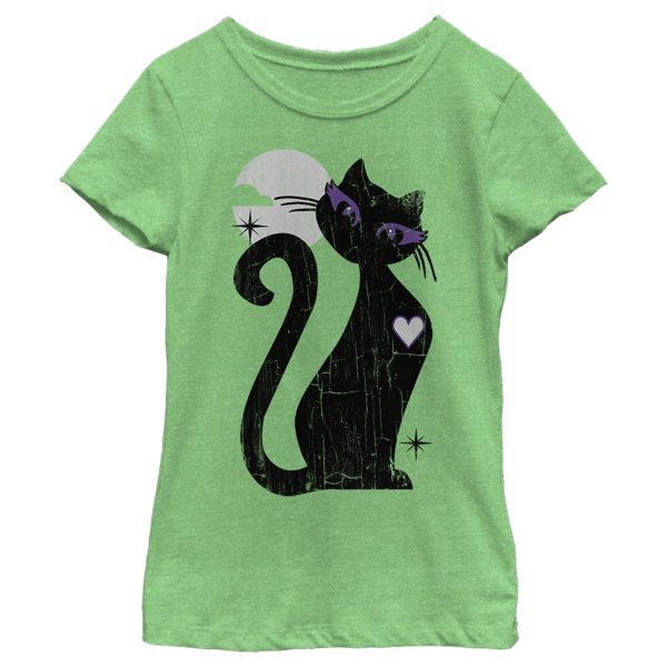 Girl_s Lost Gods Halloween Full Moon Cat Heart T-Shirt