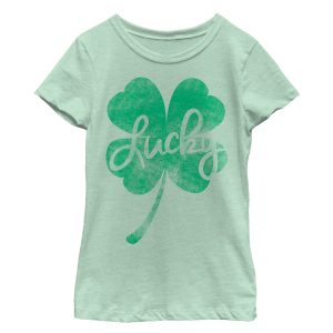 Girl_s Lost Gods St. Patrick_s Day Lucky Retro Shamrock T-Shirt