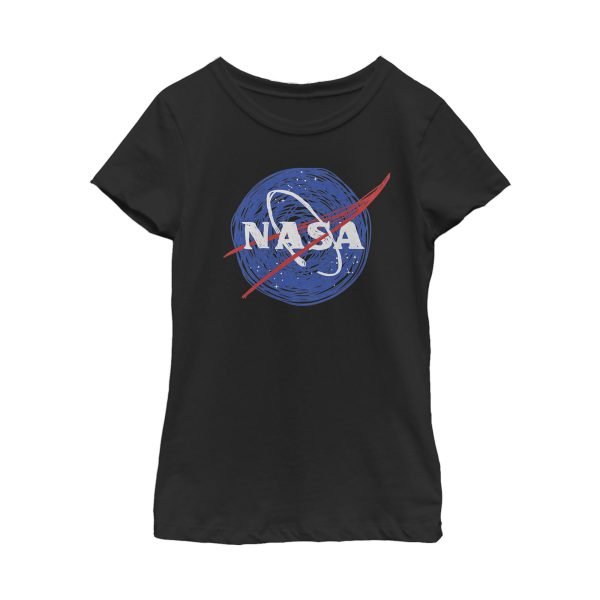 Girl_s NASA Cartoon Scrawl Logo T-Shirt