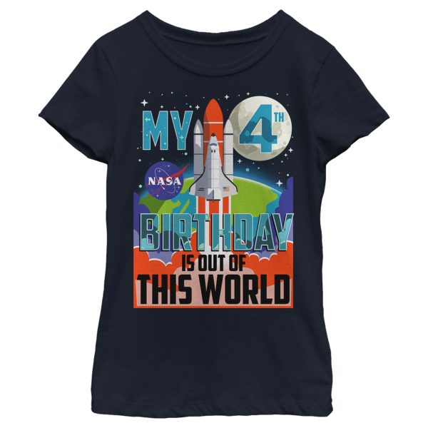 Girl_s NASA My 4th Birthday Is Out Of The World Poster T-Shirt