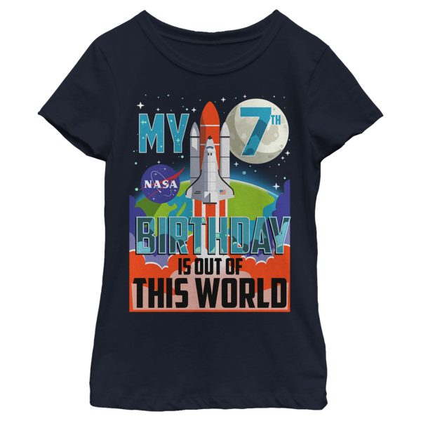 Girl_s NASA My 7th Birthday Is Out Of The World Poster T-Shirt