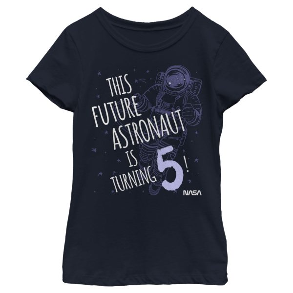 Girl_s NASA This Future Astronaut Is Turning 5 Outline Sketch T-Shirt