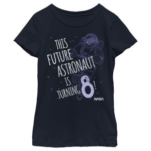Girl_s NASA This Future Astronaut Is Turning 8 Outline Sketch T-Shirt