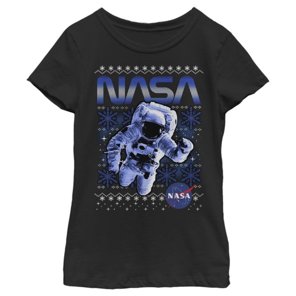 Girl_s NASA Ugly Christmas Astronaut Print T-Shirt