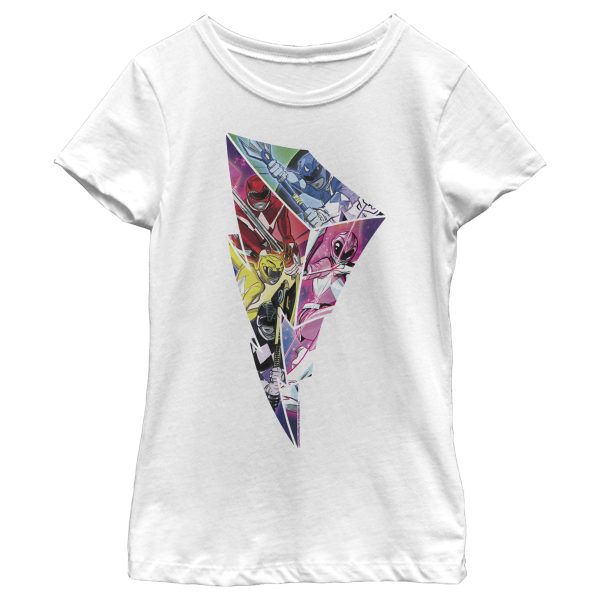 Girl_s Power Rangers Lightning Bolt Pattern T-Shirt