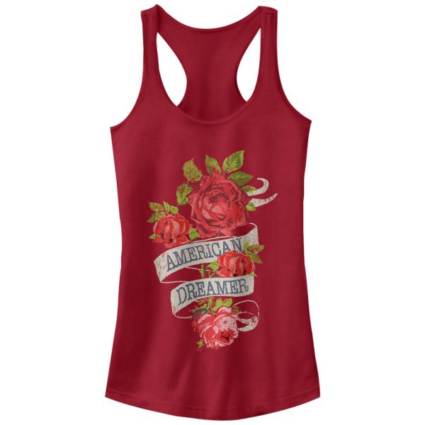 Junior_s Lost Gods American Dreamer Roses Racerback Tank Top