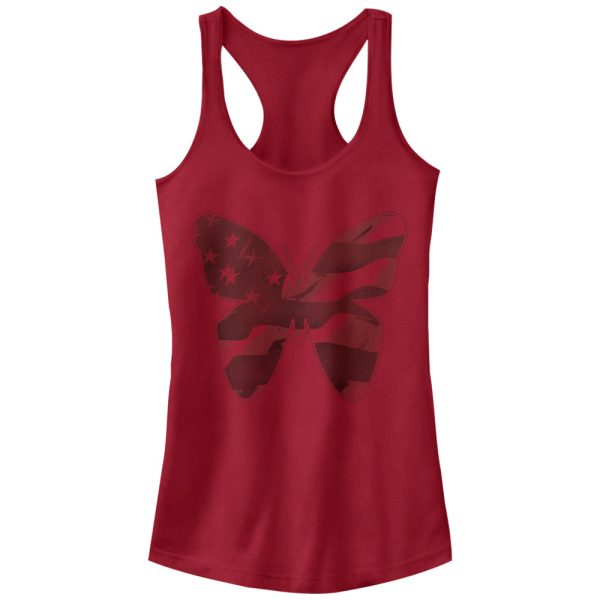 Junior_s Lost Gods American Flag Butterfly Racerback Tank Top