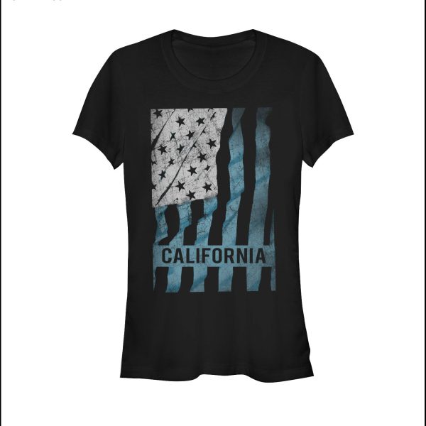 Junior_s Lost Gods California Waving Vertical USA Flag T-Shirt