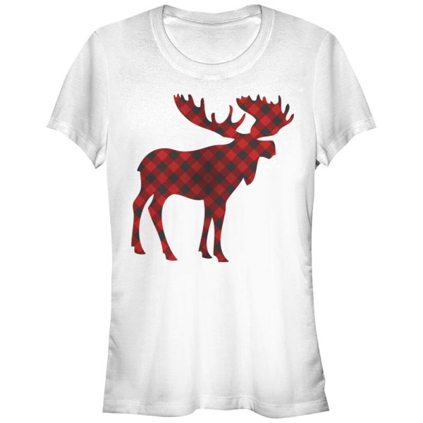 Junior_s Lost Gods Christmas Plaid Moose T-Shirt