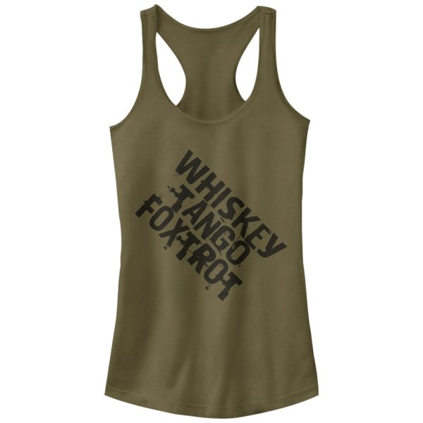 Junior_s Lost Gods Distressed Whiskey Tango Foxtrot Racerback Tank Top