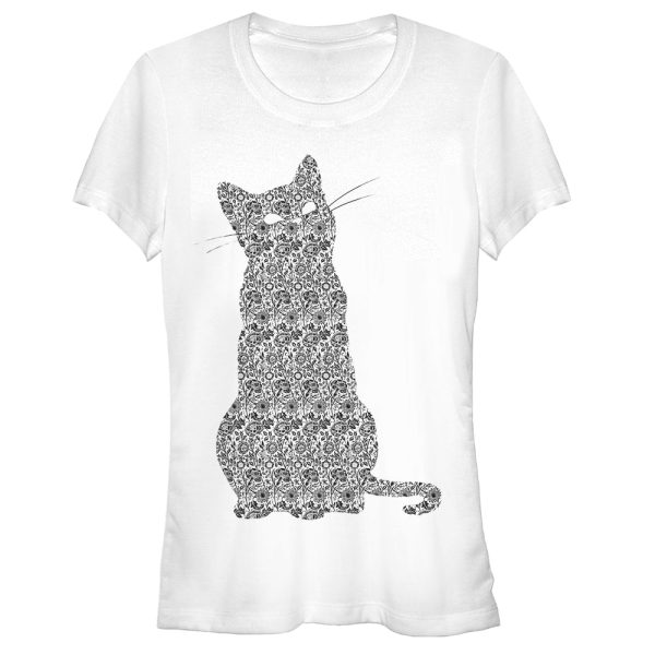 Junior_s Lost Gods Floral Print Cat T-Shirt