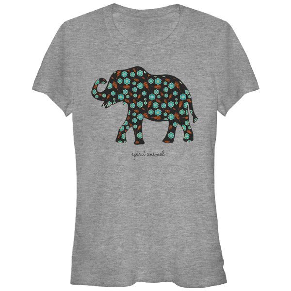 Junior_s Lost Gods Floral Print Elephant Spirit Animal T-Shirt