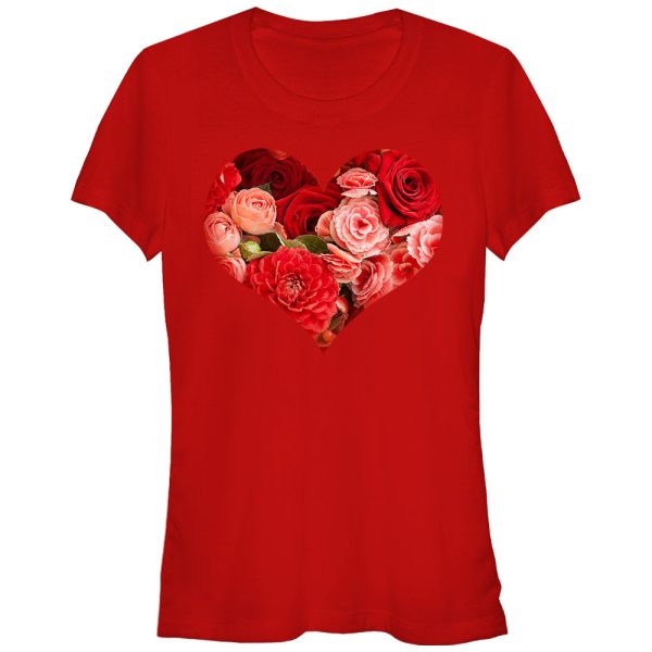 Junior_s Lost Gods Floral Print Heart T-Shirt