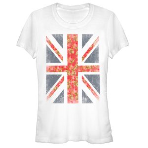 Junior_s Lost Gods Floral Print Union Jack T-Shirt