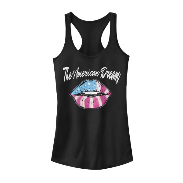 Junior_s Lost Gods Fourth of July American Dream Lips Racerback Tank Top