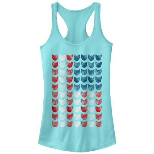 Junior_s Lost Gods Fourth of July Cat American Flag Racerback Tank Top