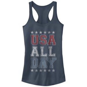 Junior_s Lost Gods Fourth of July USA All Day Racerback Tank Top