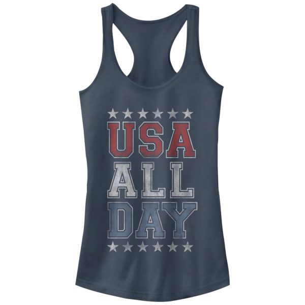 Junior_s Lost Gods Fourth of July USA All Day Racerback Tank Top