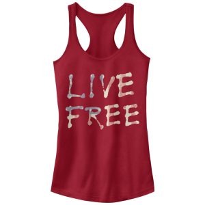 Junior_s Lost Gods Live Free American Flag Racerback Tank Top