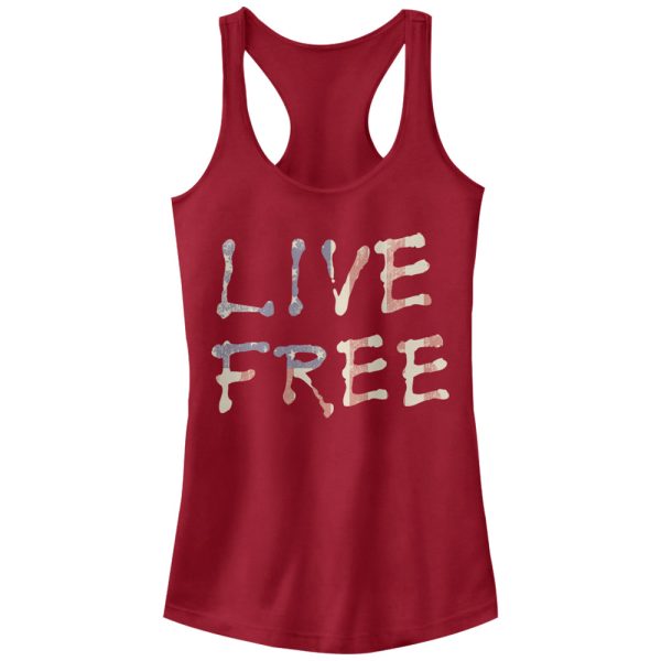 Junior_s Lost Gods Live Free American Flag Racerback Tank Top