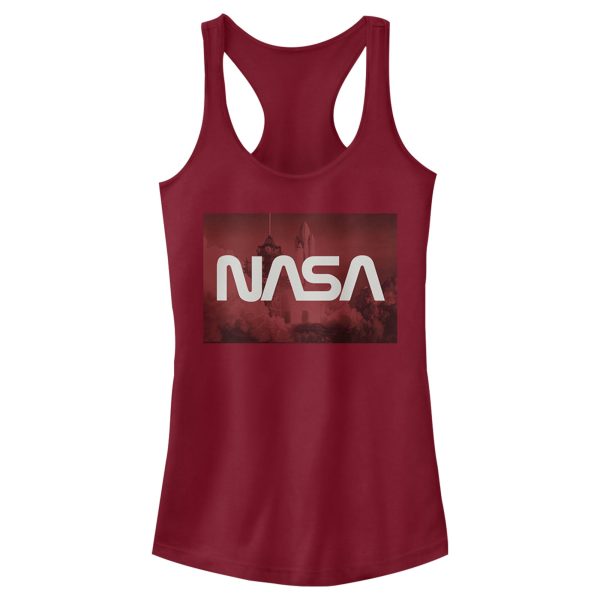 Junior_s NASA Space Shuttle Blast Off Text Over Lay Racerback Tank Top