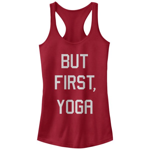 Junior_s Peaceful Warrior But First Yoga Racerback Tank Top