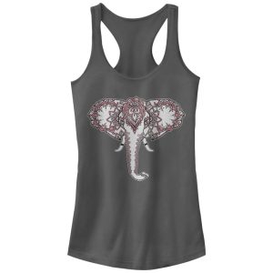 Junior_s Peaceful Warrior Henna Elephant Print Racerback Tank Top