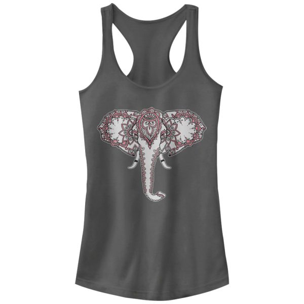 Junior_s Peaceful Warrior Henna Elephant Print Racerback Tank Top