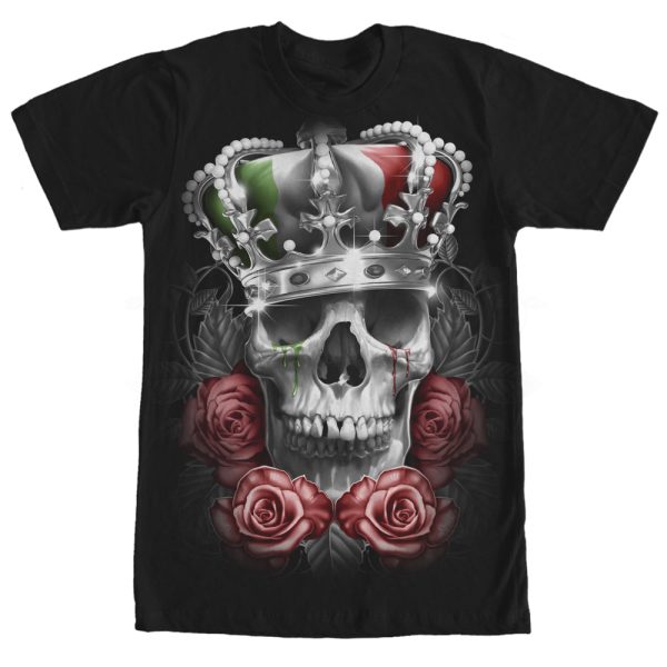 Men_s Aztlan Mexican Flag King Skull T-Shirt