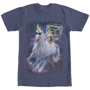 Men_s Lost Gods Boombox Cat and Unicorn Space Song T-Shirt