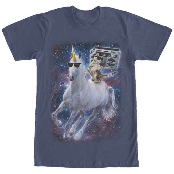 Men_s Lost Gods Boombox Cat and Unicorn Space Song T-Shirt