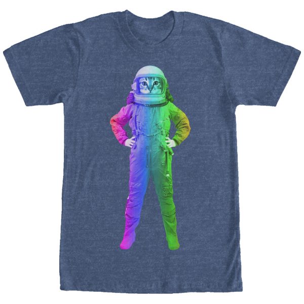 Men_s Lost Gods Cat Astronaut Rainbow T-Shirt