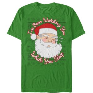 Men_s Lost Gods Christmas Santa Watching You Sleep T-Shirt