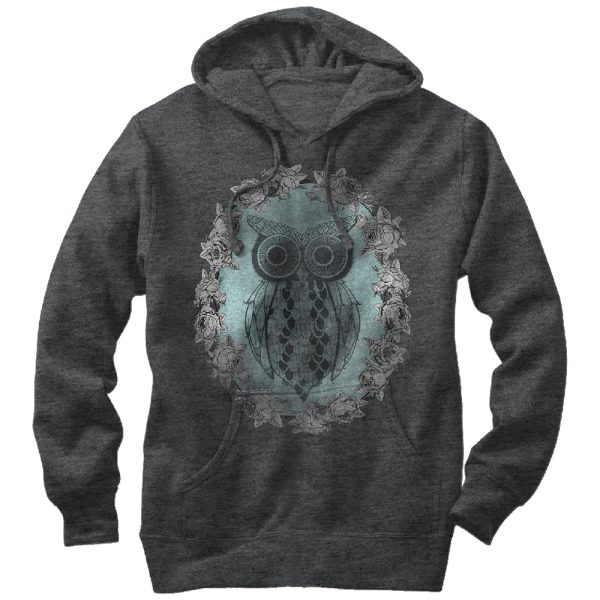 Men_s Lost Gods Distressed Owl Wreath Pull Over Hoodie