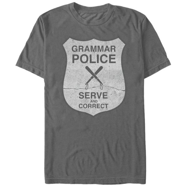 Men_s Lost Gods Grammar Police Serve and Correct T-Shirt