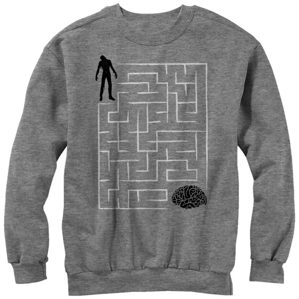 Men_s Lost Gods Halloween Zombie Brain Teaser Maze Sweatshirt