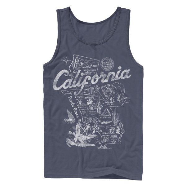 Men_s Lost Gods Map of California Tank Top