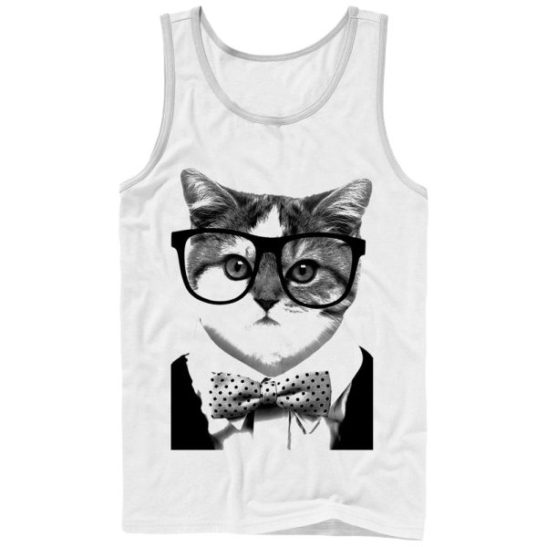 Men_s Lost Gods Nerd Glasses Bowtie Cat Tank Top