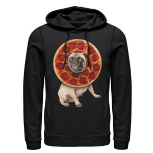 Men_s Lost Gods Pepperoni Pizza Pug Pull Over Hoodie