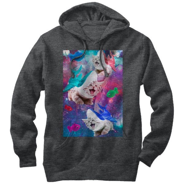 Men_s Lost Gods Shark Kitten Space Attack Pull Over Hoodie