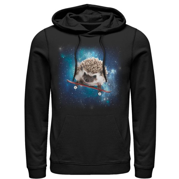 Men_s Lost Gods Space Hedgehog on Skateboard Pull Over Hoodie