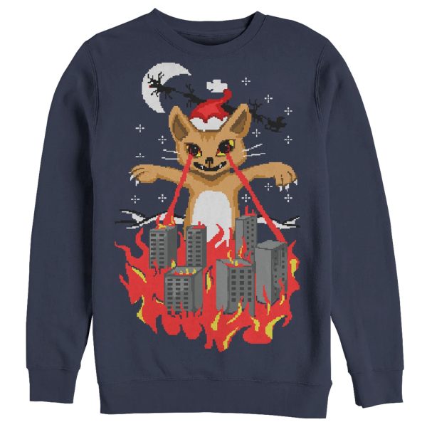 Men_s Lost Gods Ugly Christmas Catzilla Sweatshirt