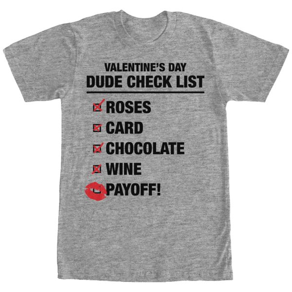 Men_s Lost Gods Valentine_s Day Dude Checklist T-Shirt