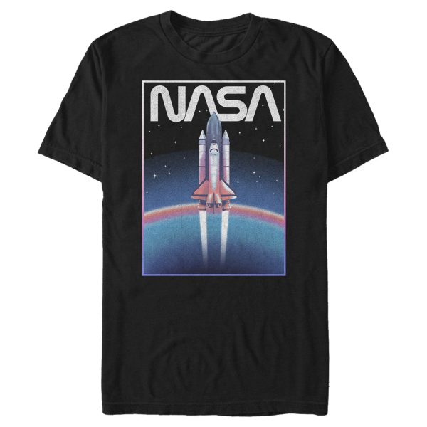 Men_s NASA Distressed Retro Rocket Poster Style T-Shirt