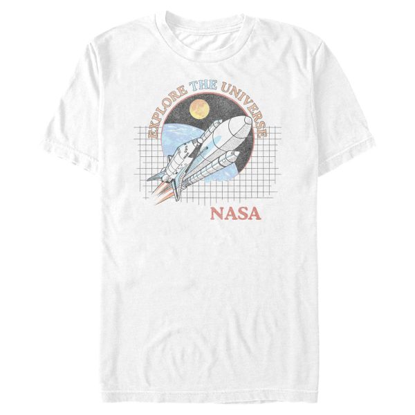 Men_s NASA Explore The Universe Rocket Retro Logo T-Shirt